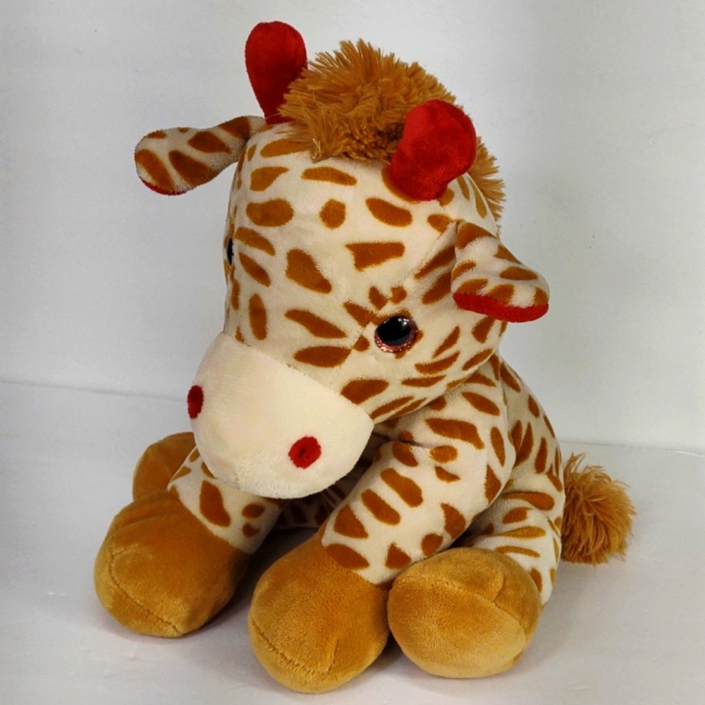 Absolutely Adorable brown, tan and red plush cuddly Giraffe stuffed animal